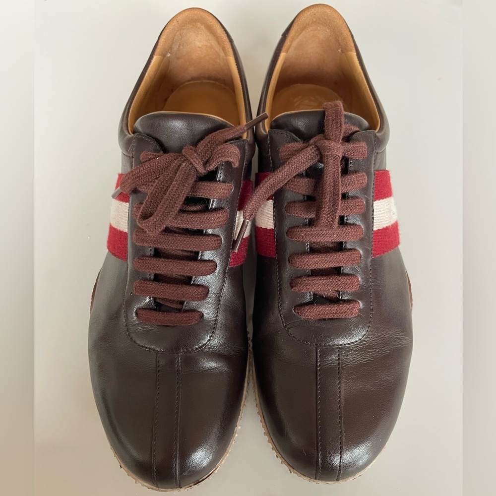 Bally Women’s Sneakers US5M  Moka Calf Plain Made Made In Switzerland Leather